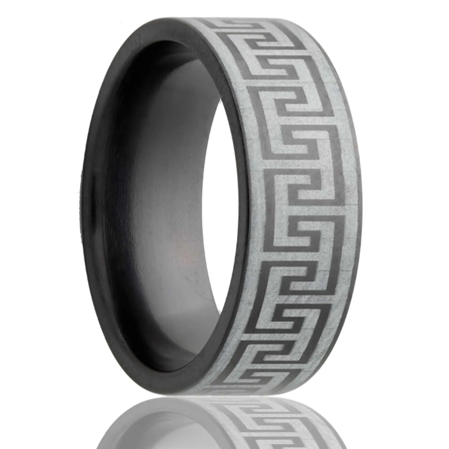 Flat Zirconium Band with a Laser Pattern