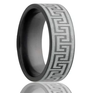 Flat Zirconium Band with a Laser Pattern