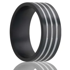 Flat Zirconium Band with Three Spaced Grooves