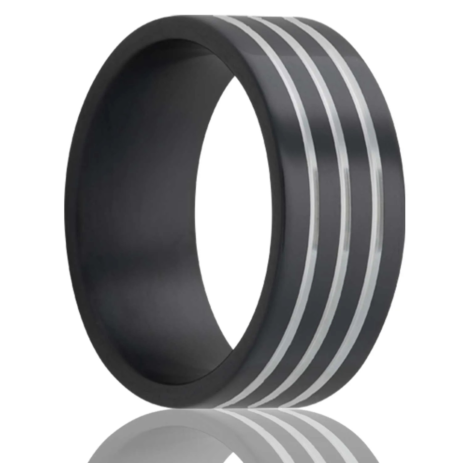 Flat Zirconium Band with Three Spaced Grooves