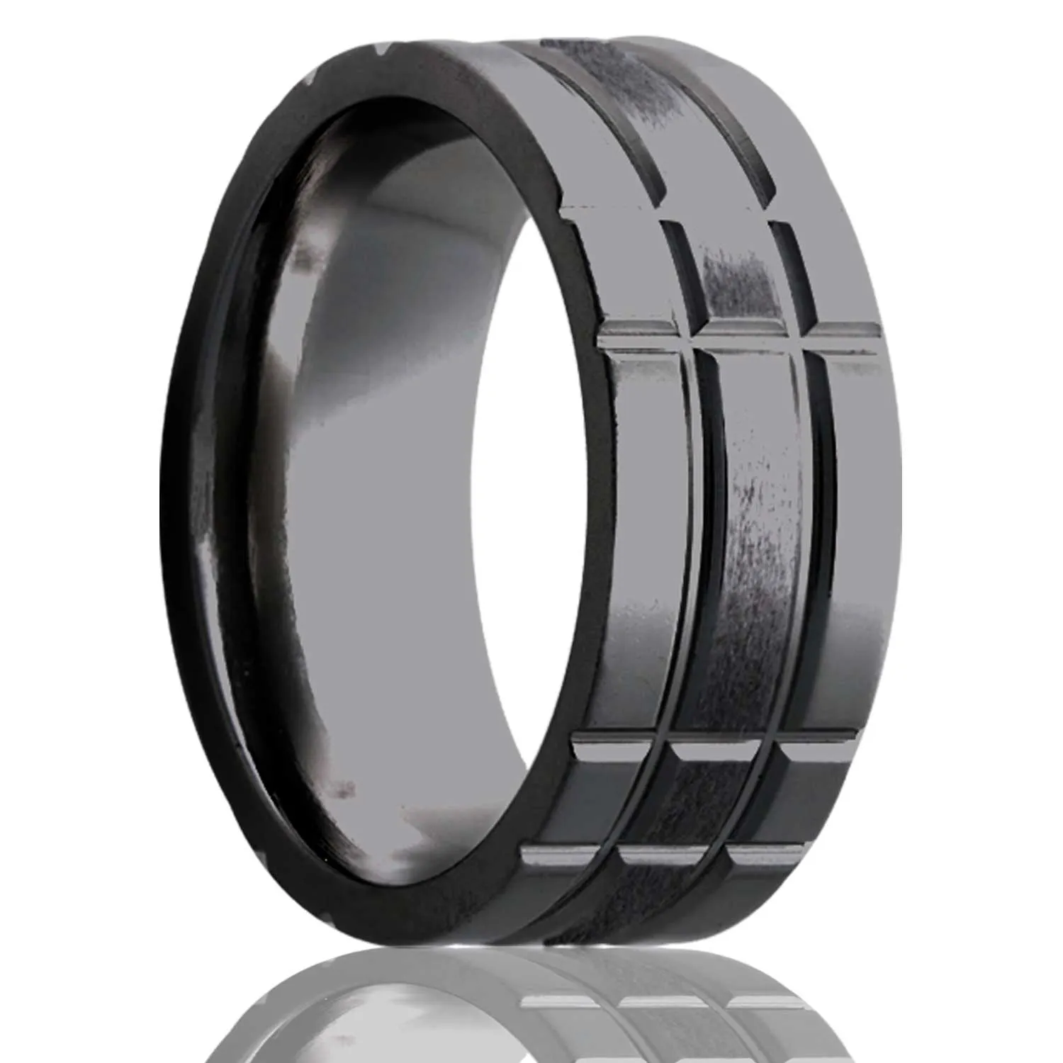 Flat Zirconium Ring with a Milled Pattern