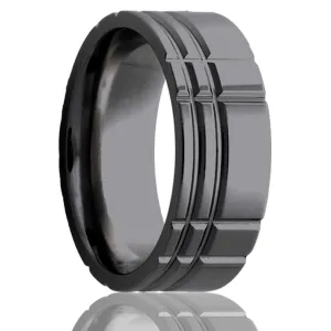 Flat Zirconium Ring with a Milled Pattern