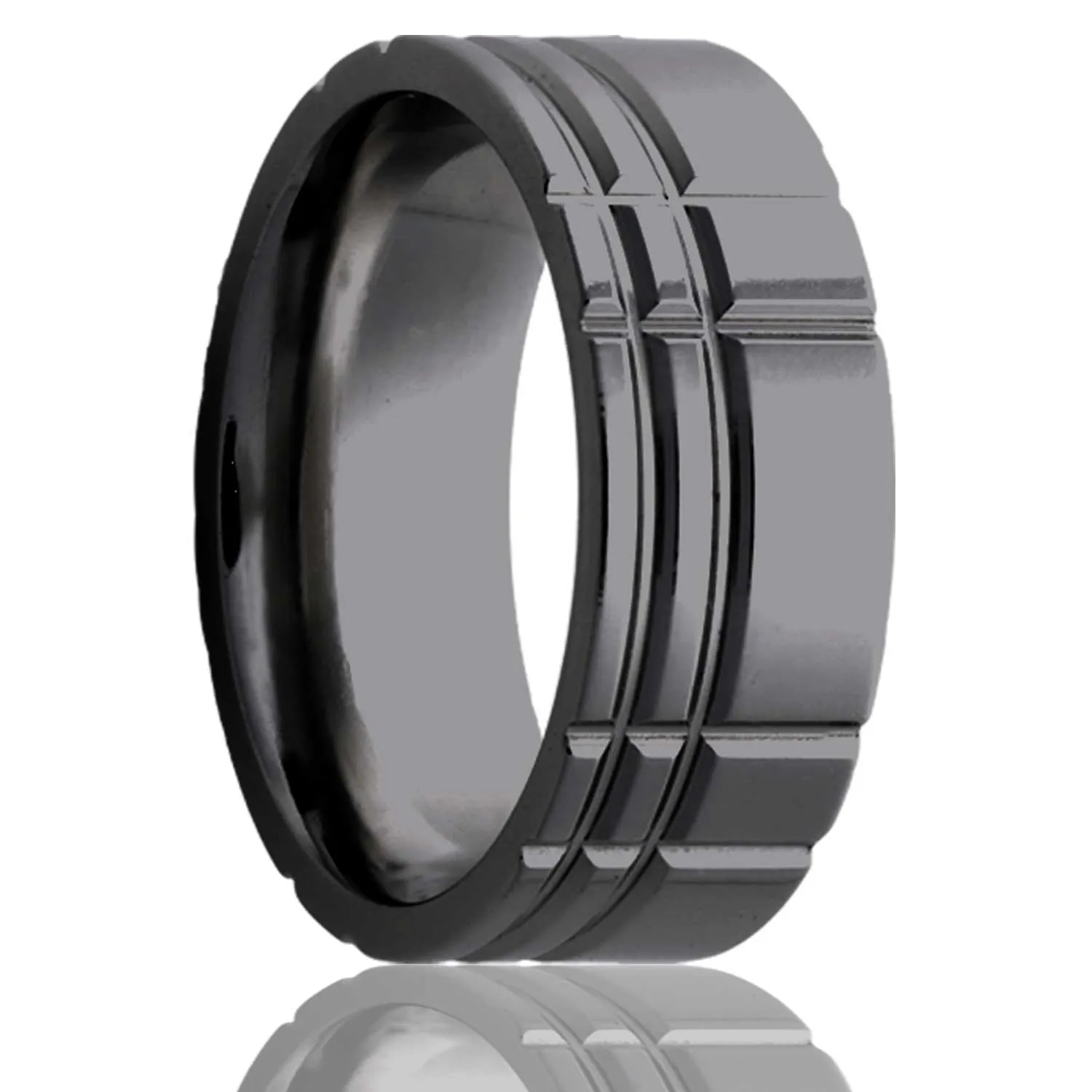 Flat Zirconium Ring with a Milled Pattern