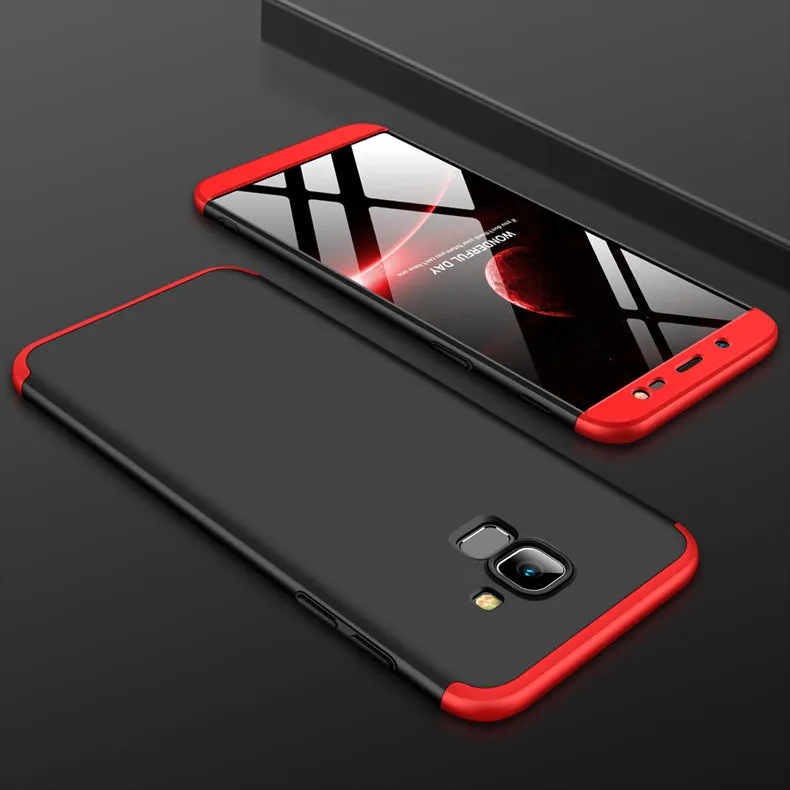 For Samsung J6 2018/on 6 Ultra Slim 360 Degree Non-slip Shockproof Full Protective Case red