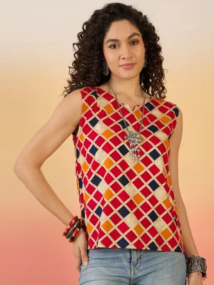 FUCHSIA MULTI CHECK FOIL W/S TOP
