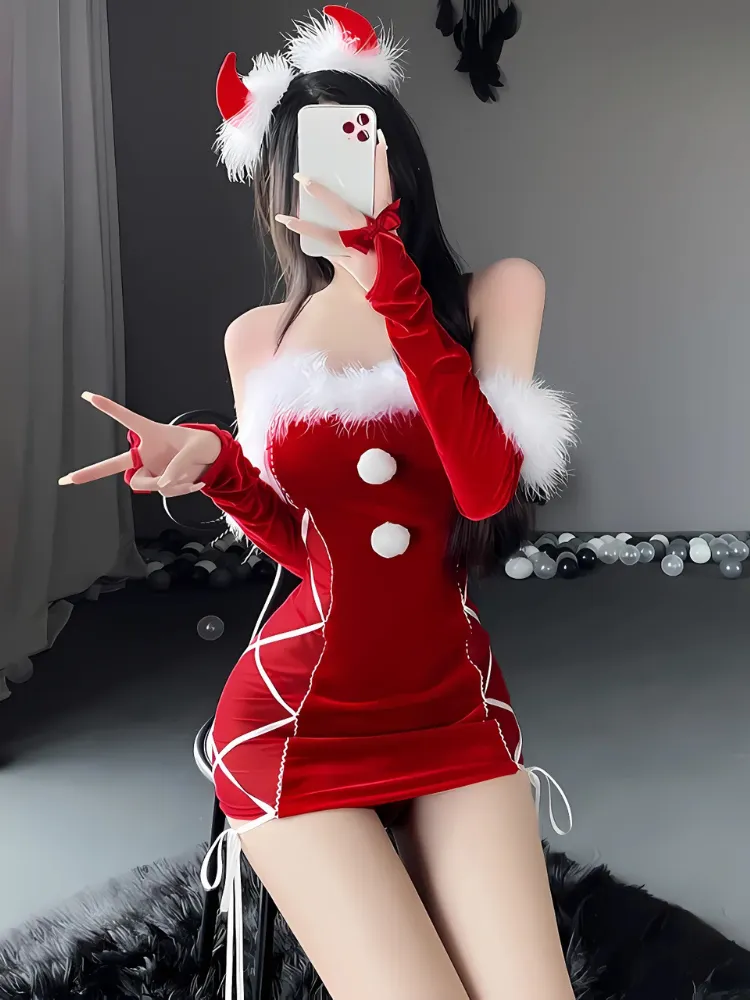 Furry Trim Christmas Costume
