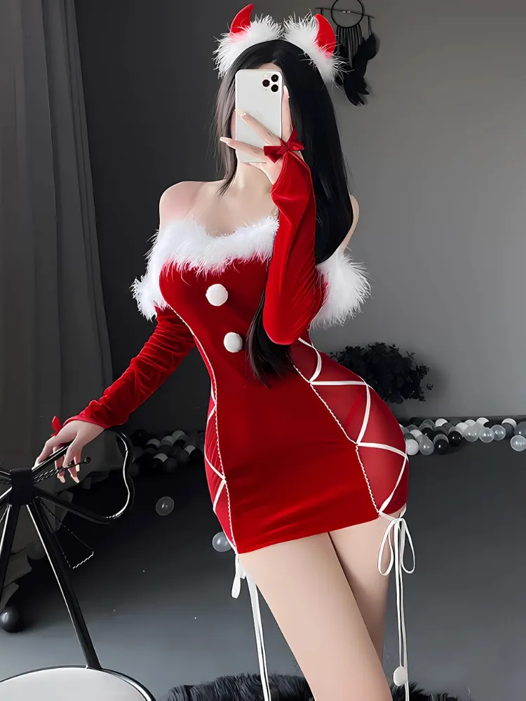 Furry Trim Christmas Costume