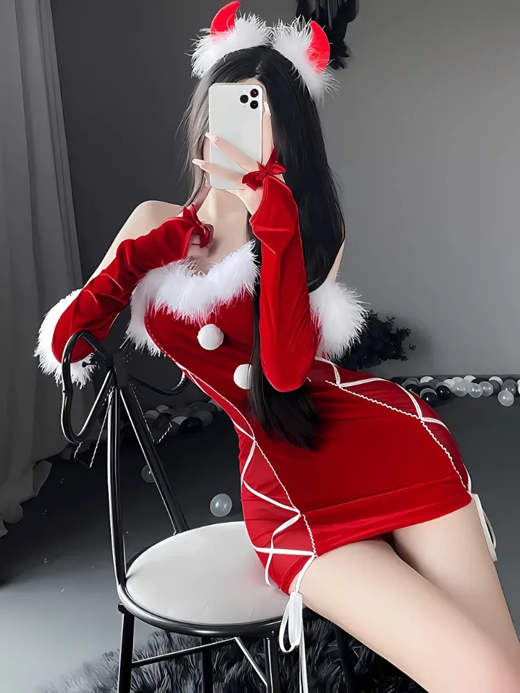 Furry Trim Christmas Costume