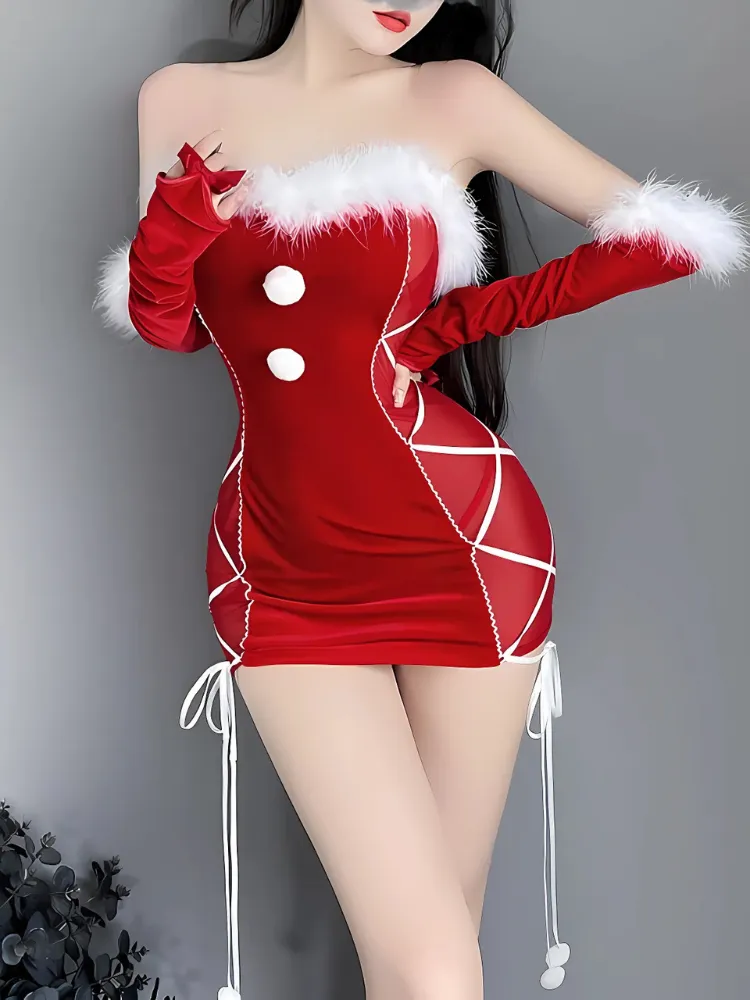 Furry Trim Christmas Costume