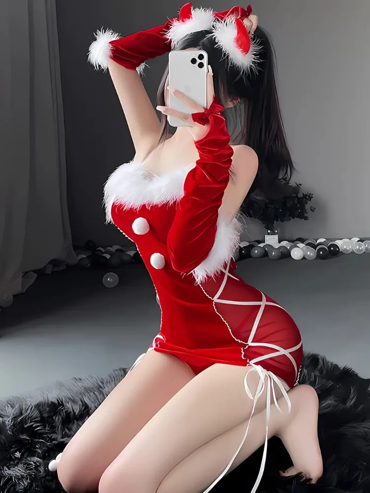 Furry Trim Christmas Costume