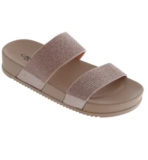 Girls Blush Glitter Double Strap Slip-On Sandal