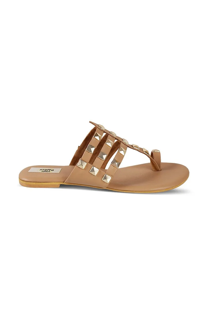 Gold hardware Flats Camel