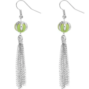 Green Multi Chain Drop Earrings