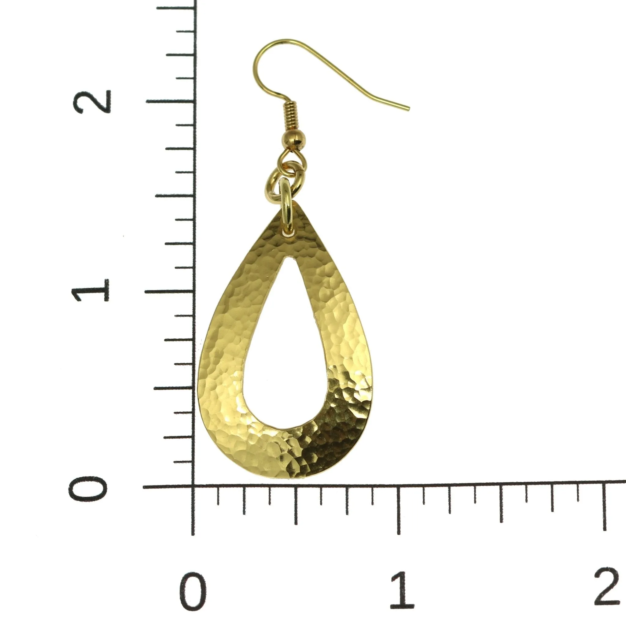 Hammered Nu Gold Brass Open Teardrop Earrings