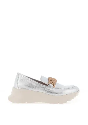 Hispanitas Hawaii Leather Platform Loafer, Silver