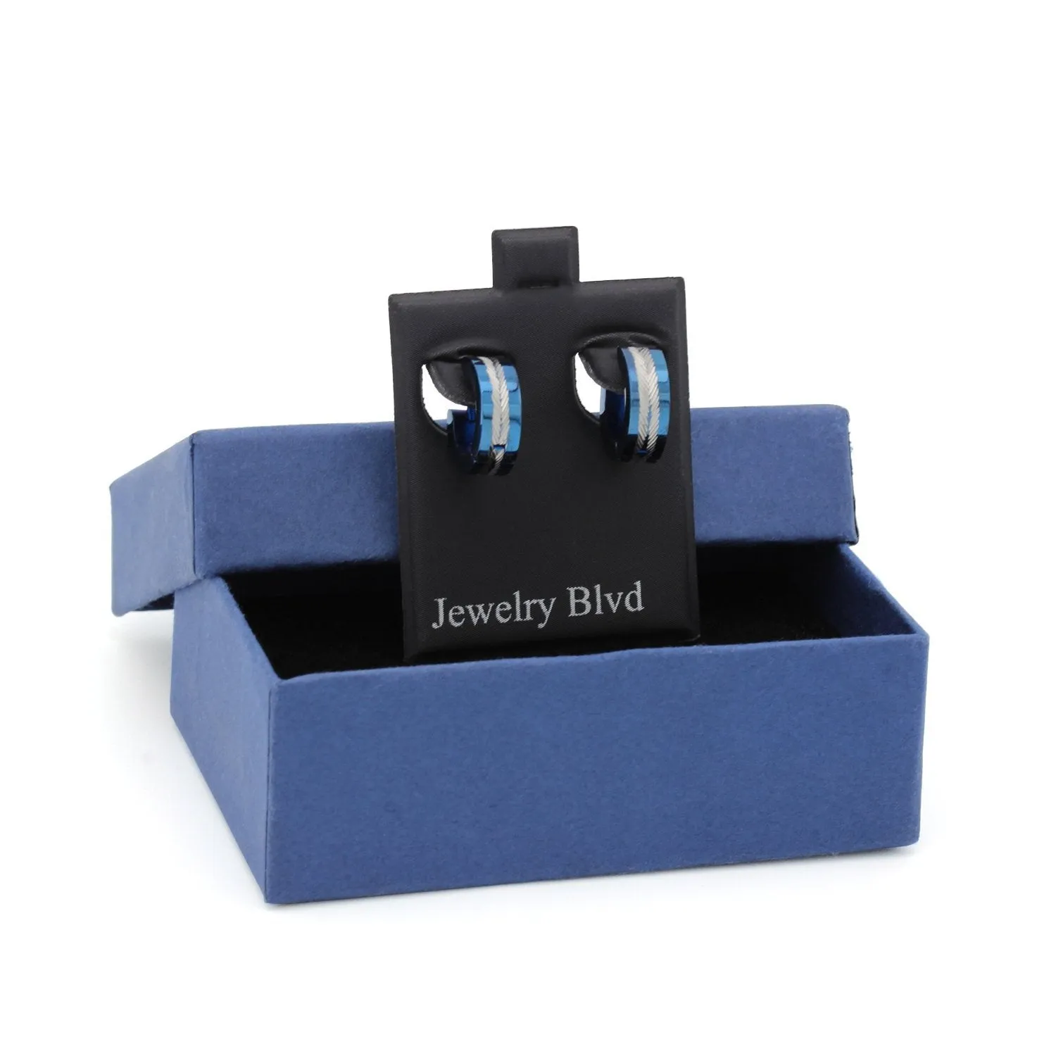 Huggie Hoop Stainless Steel Earrings Blue Designs