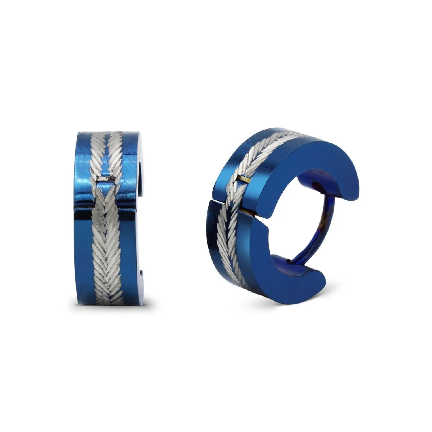Huggie Hoop Stainless Steel Earrings Blue Designs
