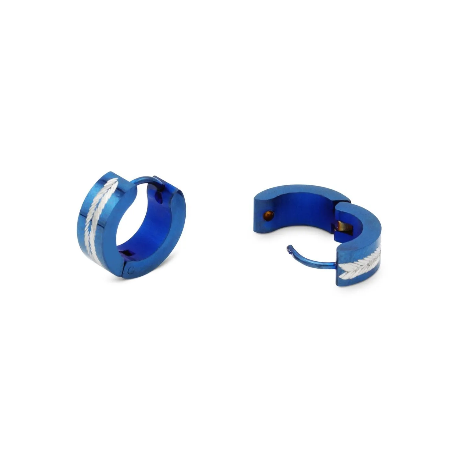 Huggie Hoop Stainless Steel Earrings Blue Designs