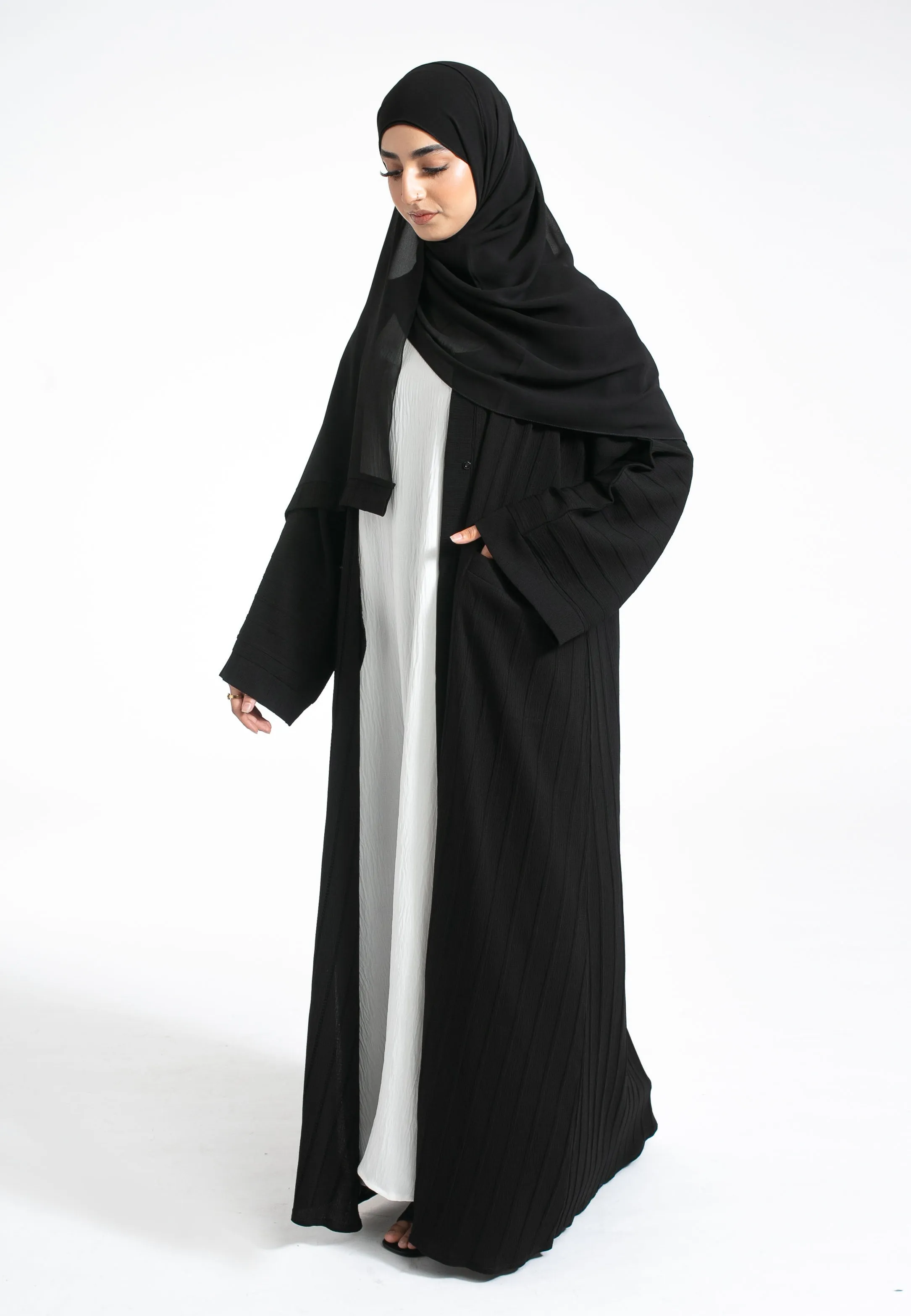 Hypnôse L'Absolu De Noir Open Abaya With Pockets (Premium)