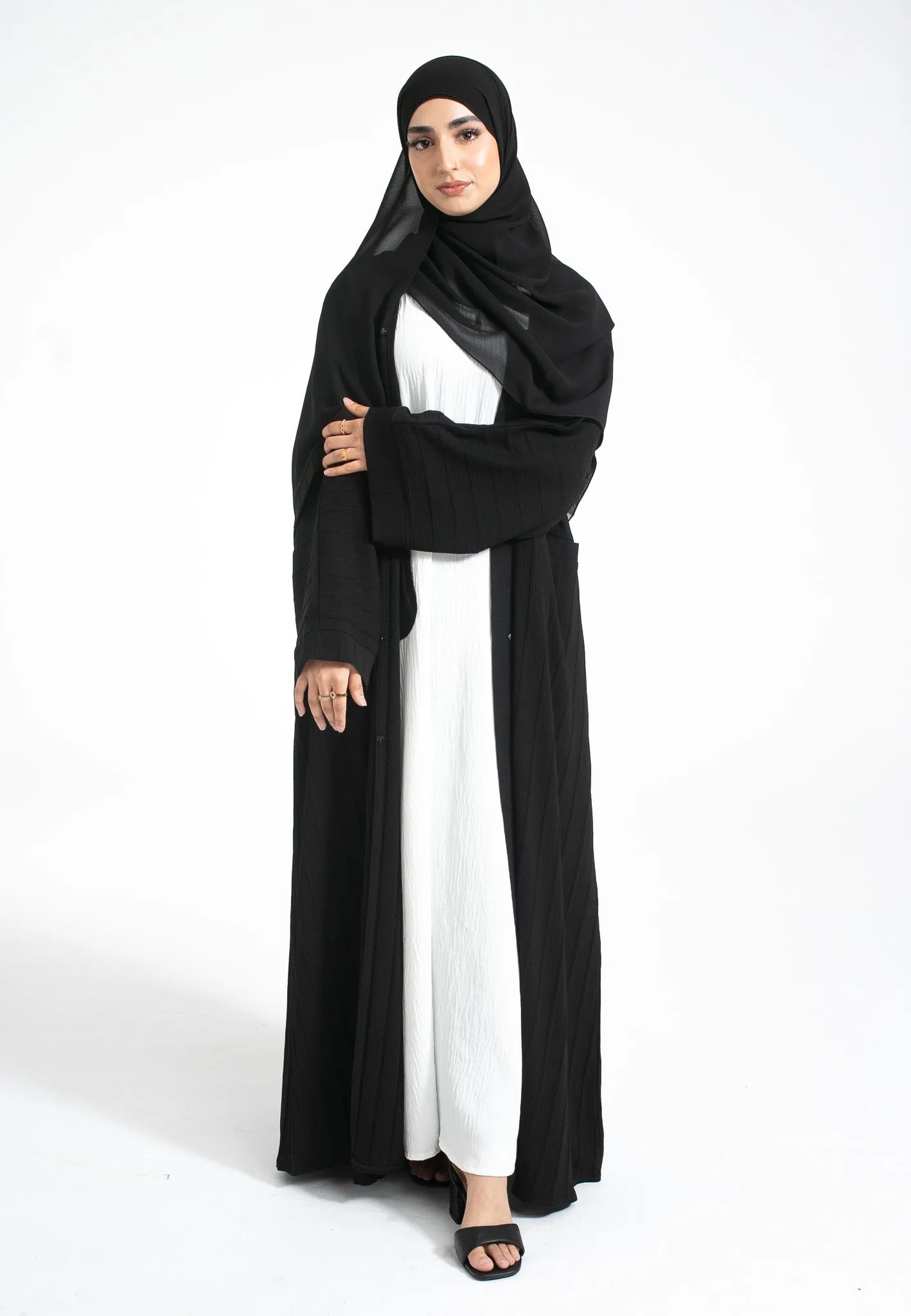 Hypnôse L'Absolu De Noir Open Abaya With Pockets (Premium)