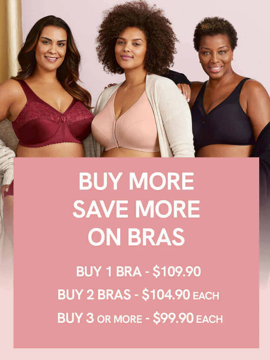 In Stock Glamorise Bra 9246 - Feeling Lacey Front Close Underwire Bra - Black