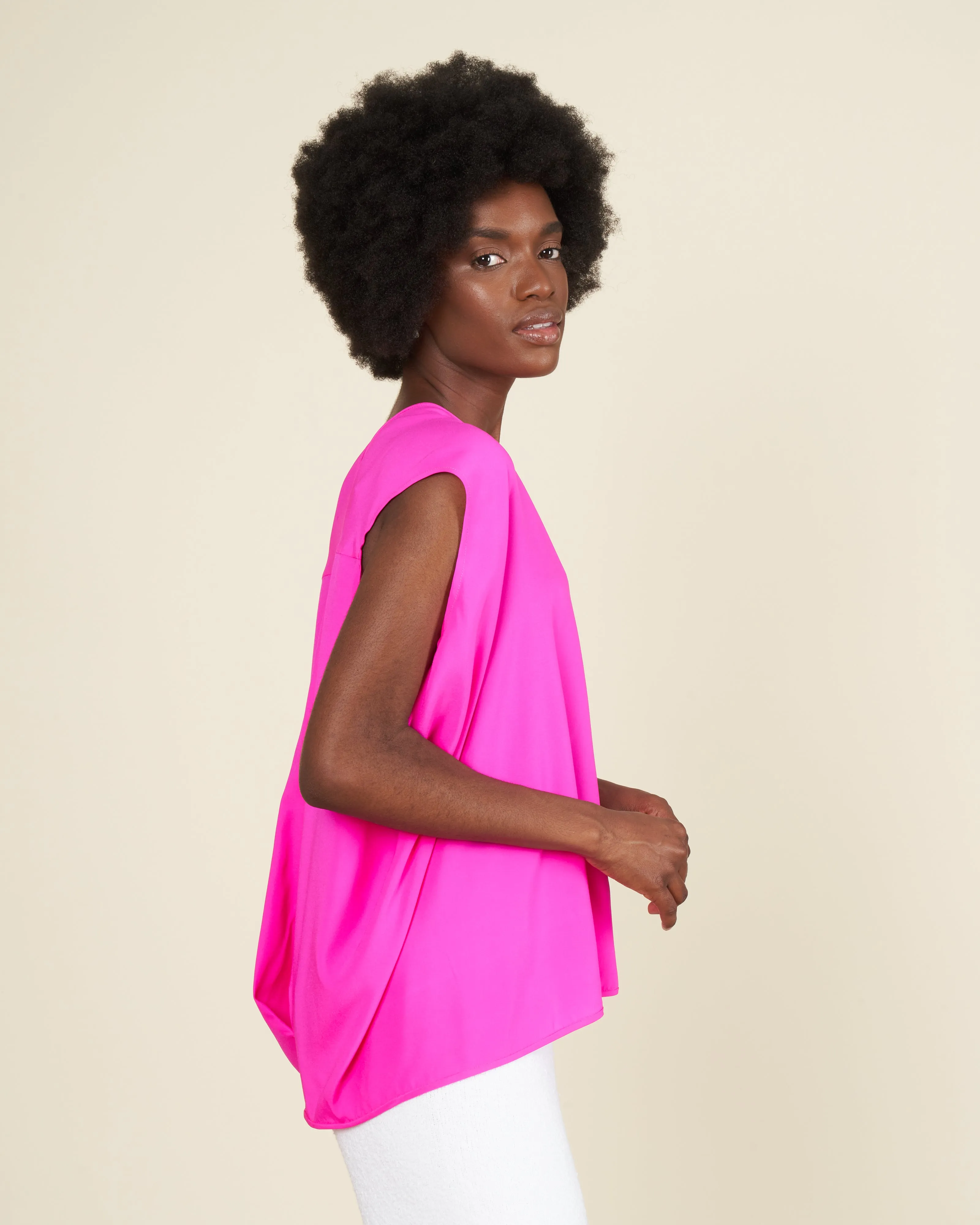 ina tank silk charmeuse - fuchsia