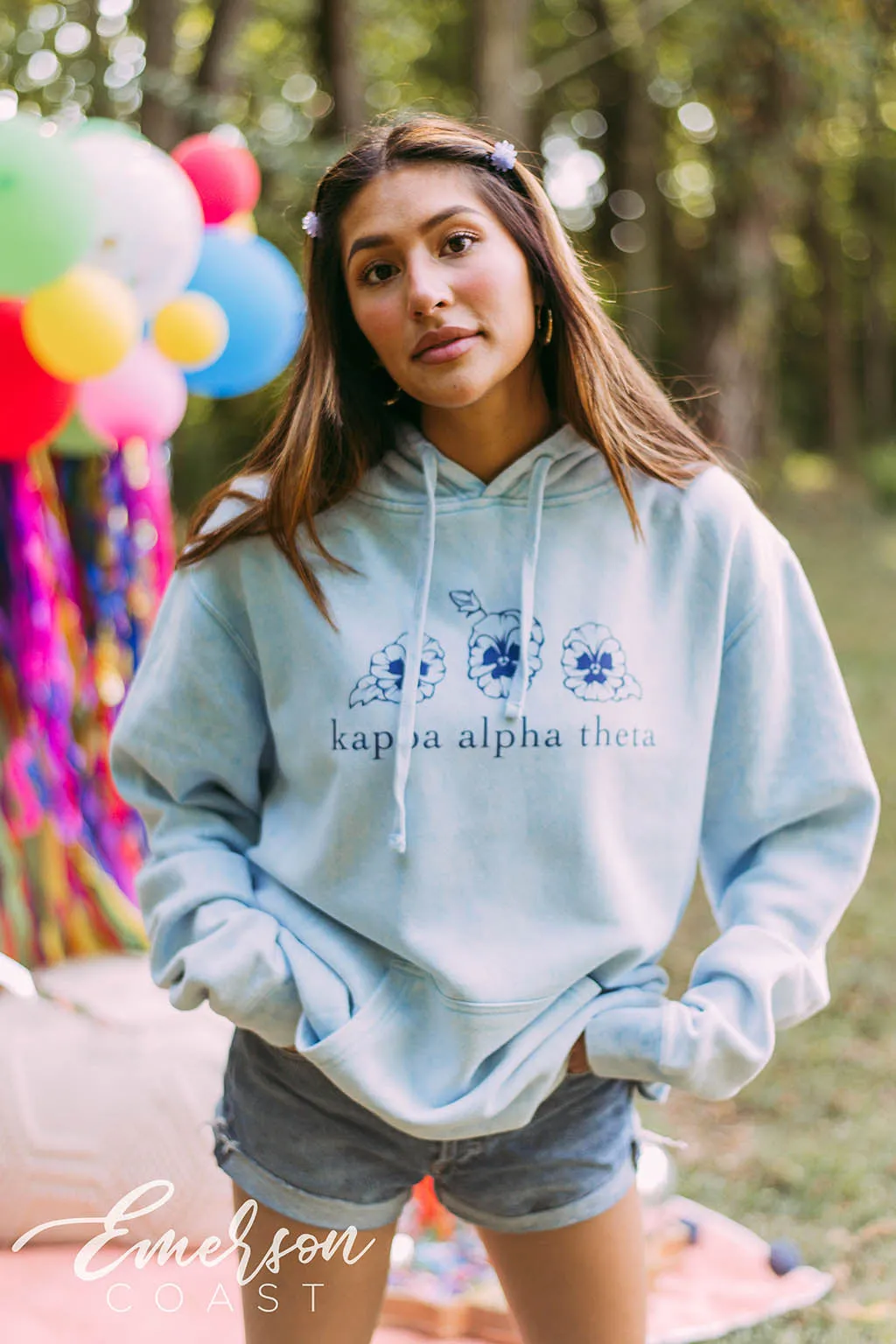Kappa Alpha Theta Floral Mineral Wash Hoodie