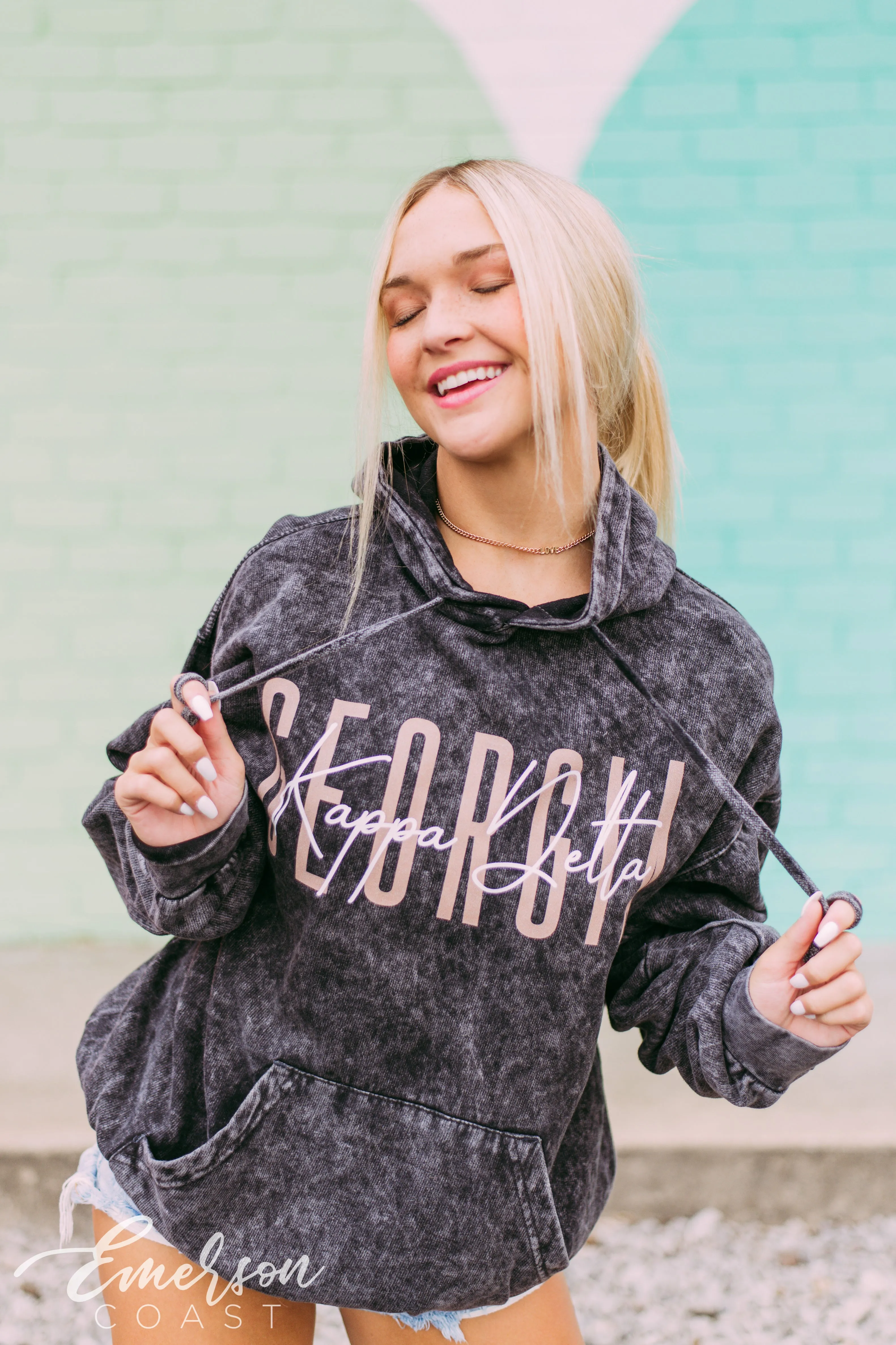 Kappa Delta PR Black Mineral Wash Hoodie