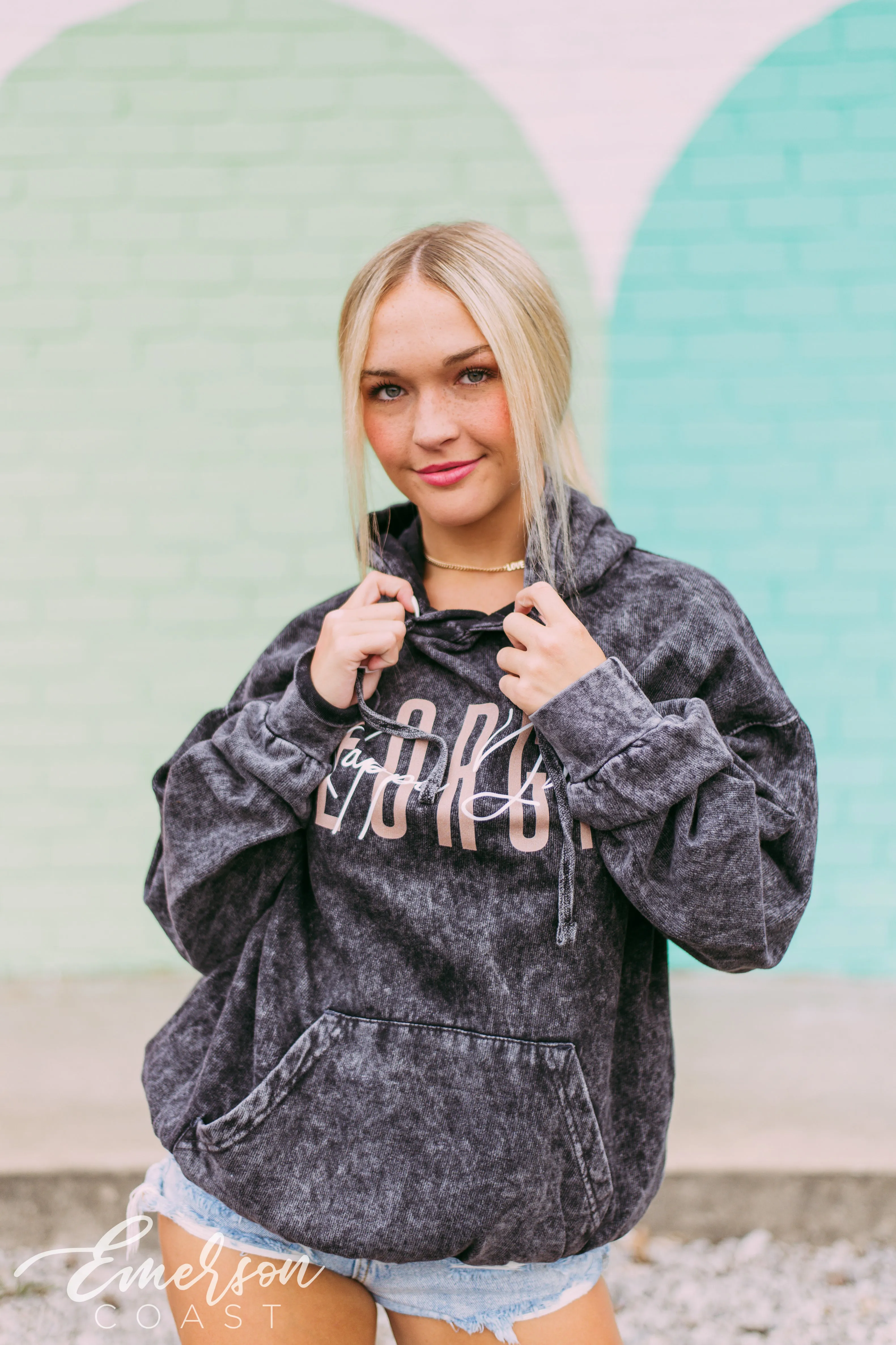 Kappa Delta PR Black Mineral Wash Hoodie