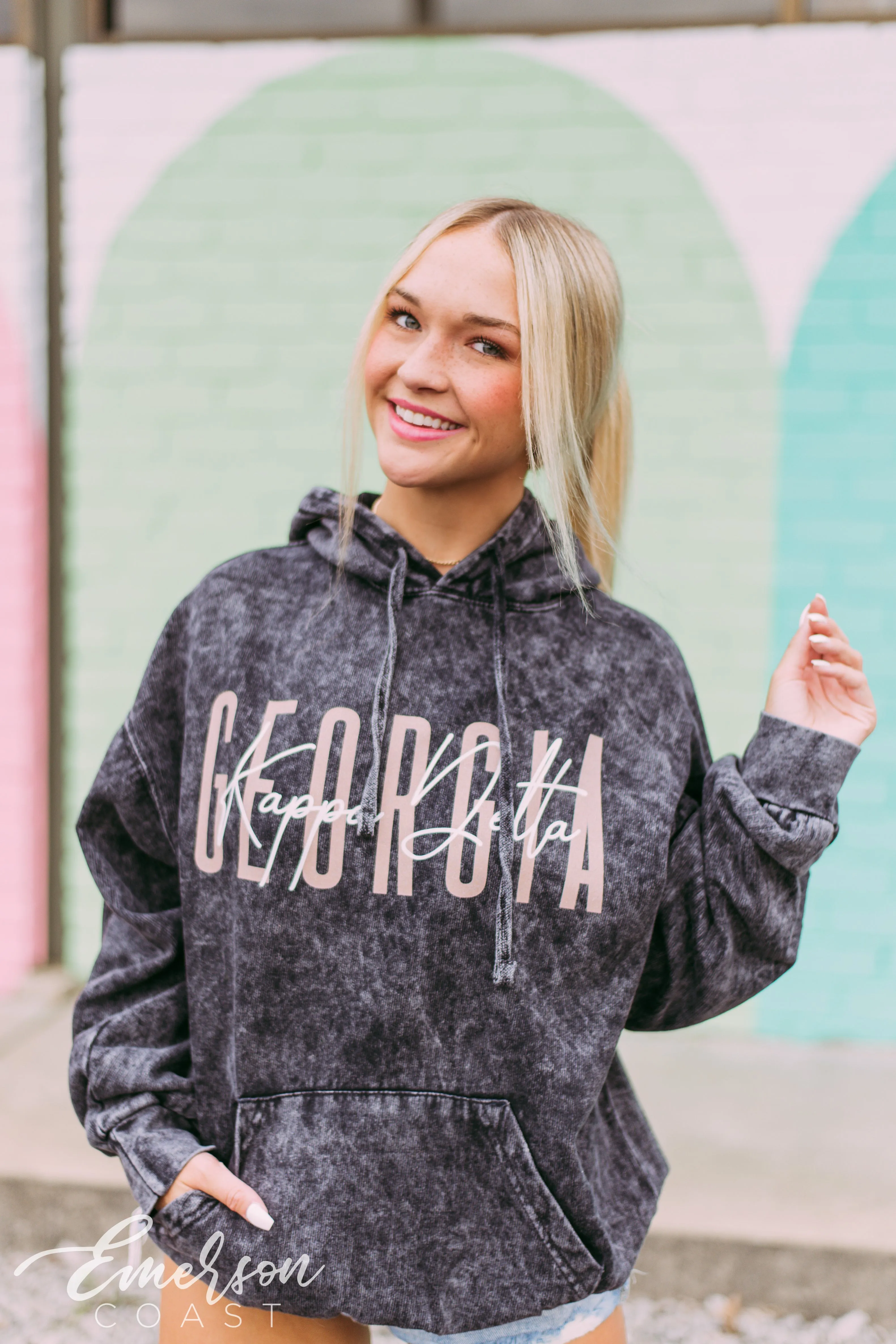 Kappa Delta PR Black Mineral Wash Hoodie