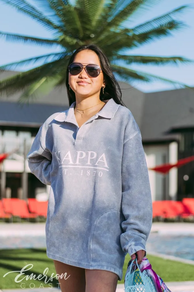 Kappa Kappa Gamma Lavender Gray Collard Cord