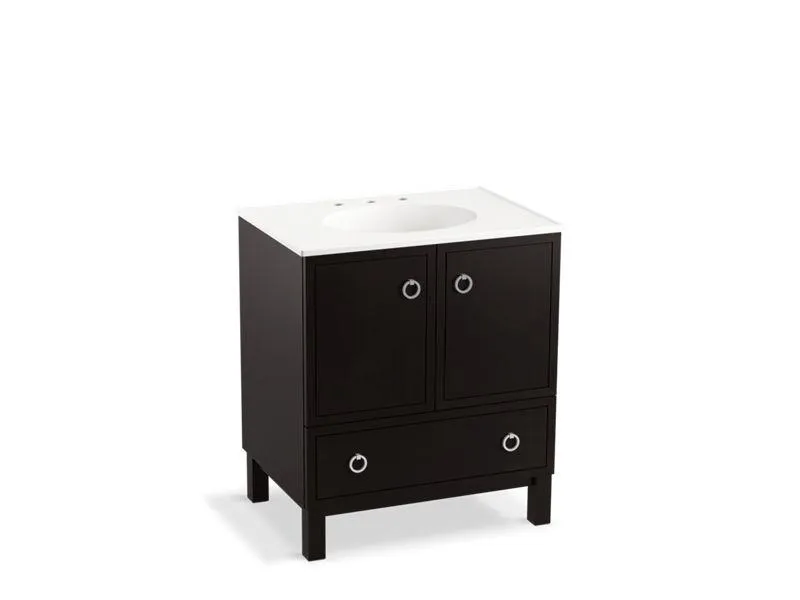 KOHLER K-99503-LG-1WA Jacquard 30" bathroom vanity cabinet with furniture legs, 2 doors and 1 drawer