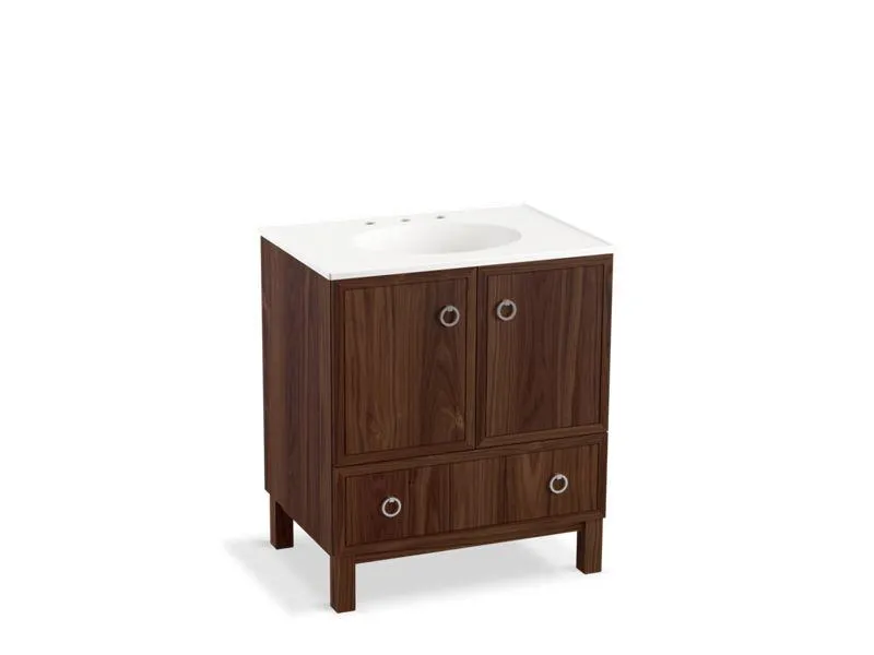 KOHLER K-99503-LG-1WA Jacquard 30" bathroom vanity cabinet with furniture legs, 2 doors and 1 drawer
