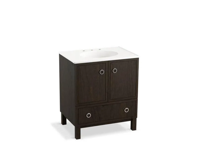 KOHLER K-99503-LG-1WA Jacquard 30" bathroom vanity cabinet with furniture legs, 2 doors and 1 drawer