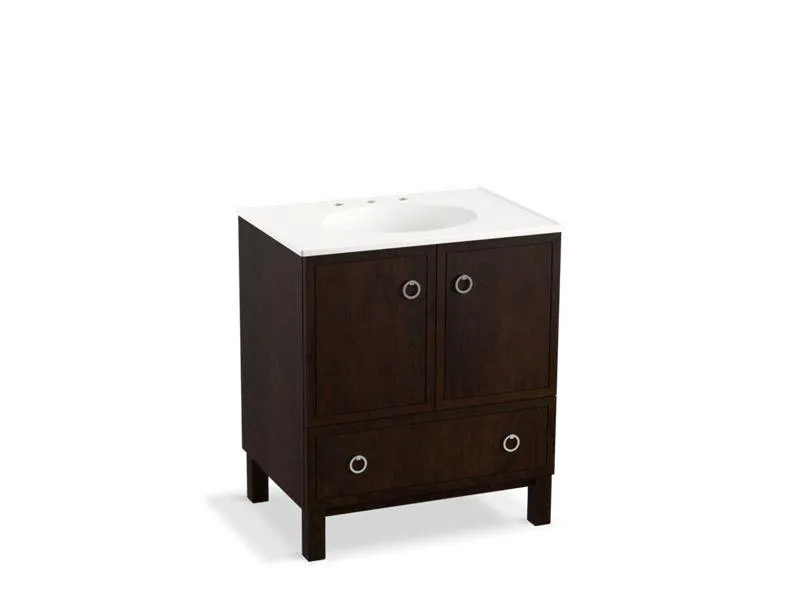 KOHLER K-99503-LG-1WA Jacquard 30" bathroom vanity cabinet with furniture legs, 2 doors and 1 drawer