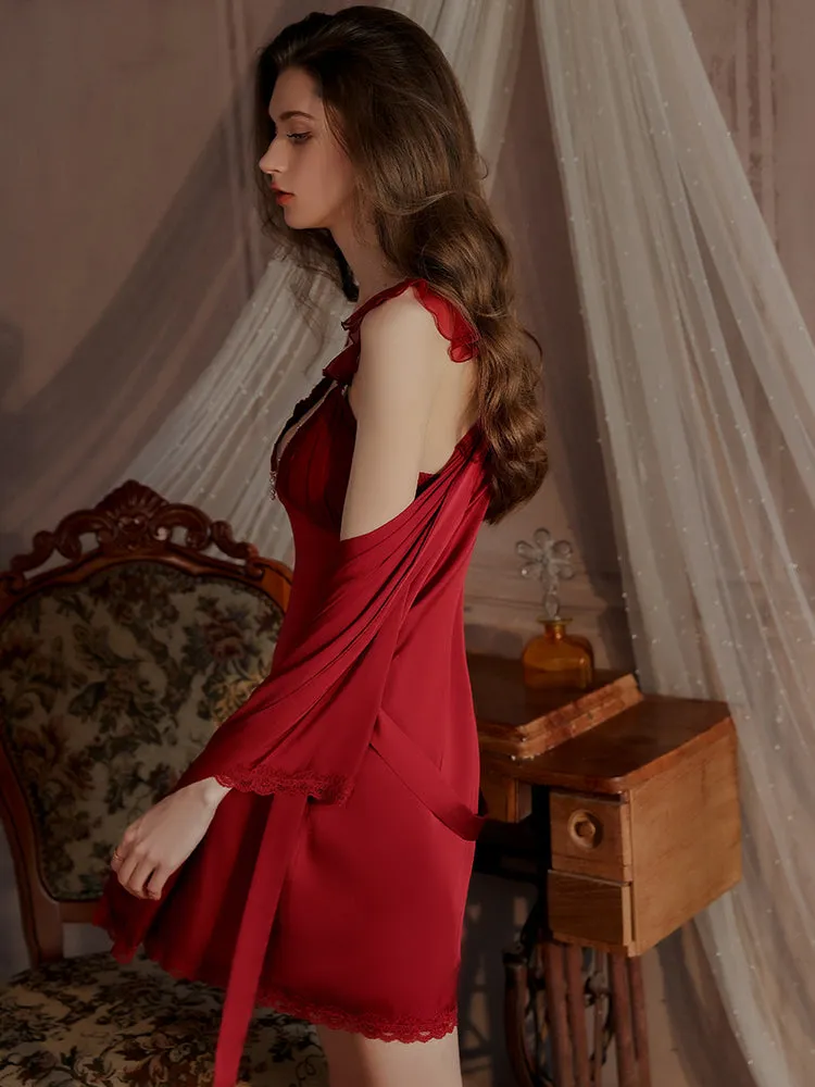 Lace Ruffle Strap Slip Dress