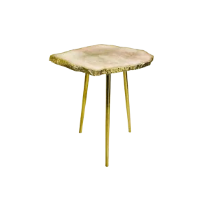 Large Rose Quartz Agate Stone Edged Accent Table