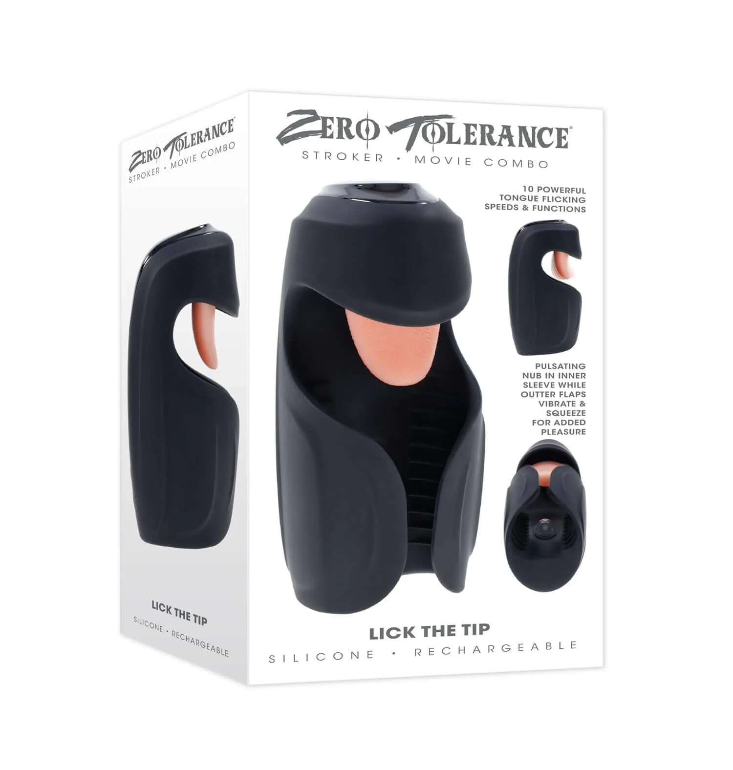 Lick the Tip Tongue Flicking Stroker Black