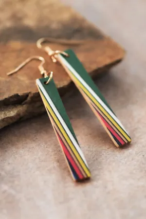 Long Bar Painted Wood Earrings