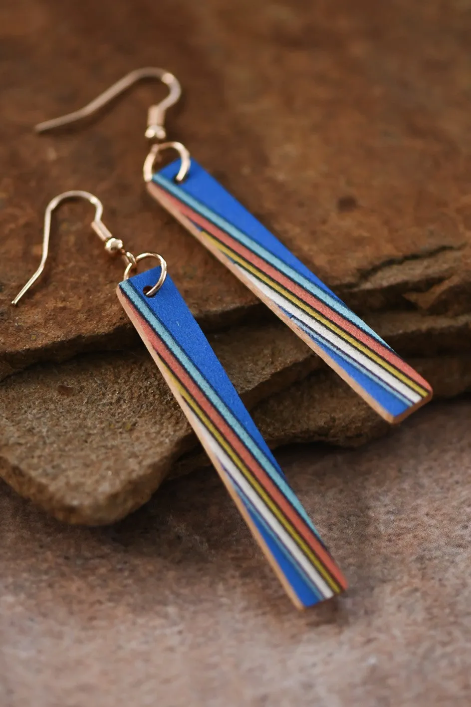 Long Bar Painted Wood Earrings