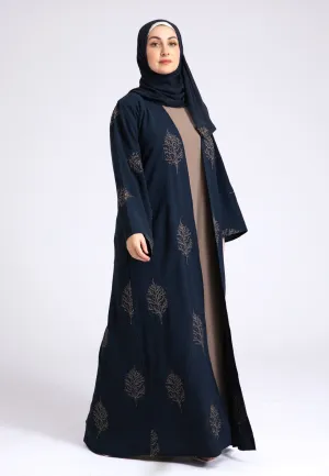 Luxury Midnight Mink Kimono Open Abaya Set (Premium)