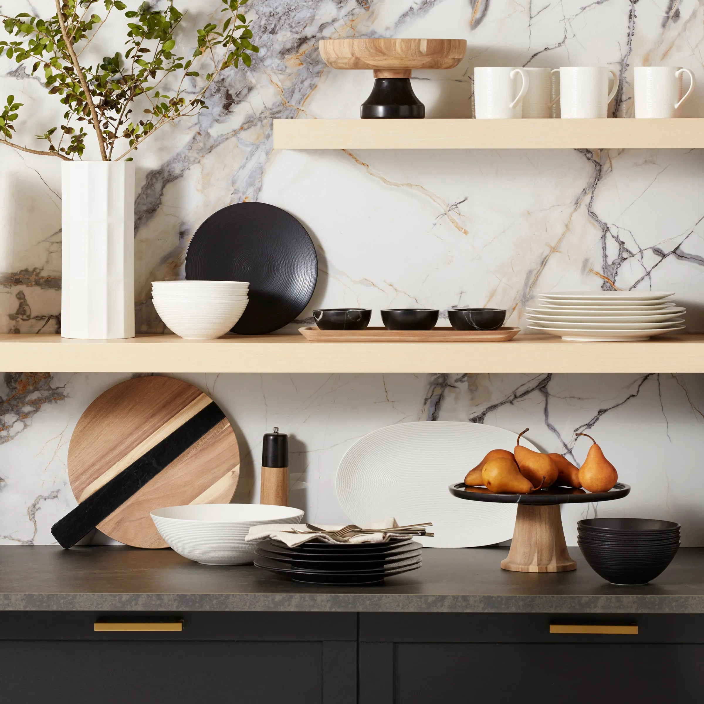 LX Collective White 12-Piece Dinnerware Set