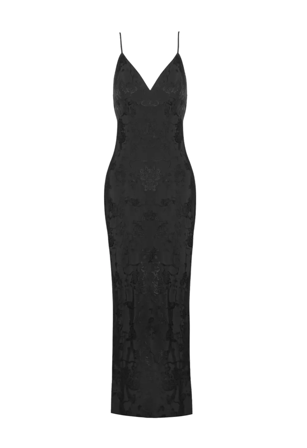 Mabel Black Jacquard Slip Dress