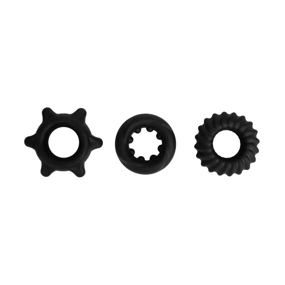 Maia Manzo Silicone Cock Rings - Set of 3 - Black