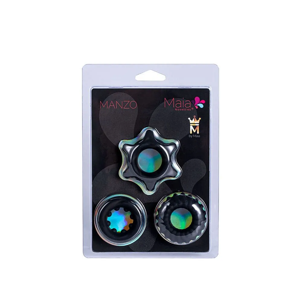 Maia Manzo Silicone Cock Rings - Set of 3 - Black