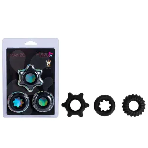 Maia Manzo Silicone Cock Rings - Set of 3 - Black