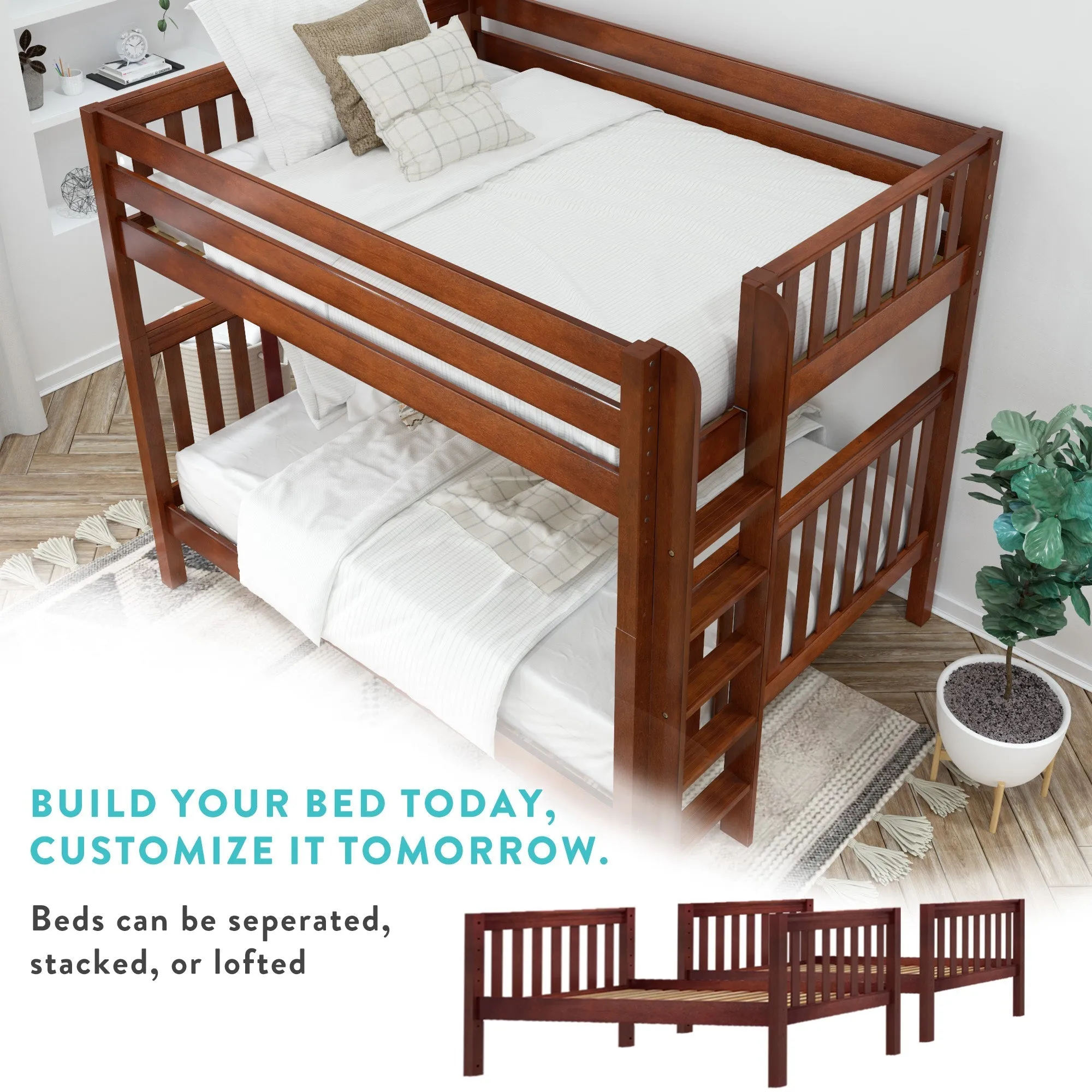 Maxtrix Twin XL over Full XL Medium Bunk Bed with Stairs and Slide