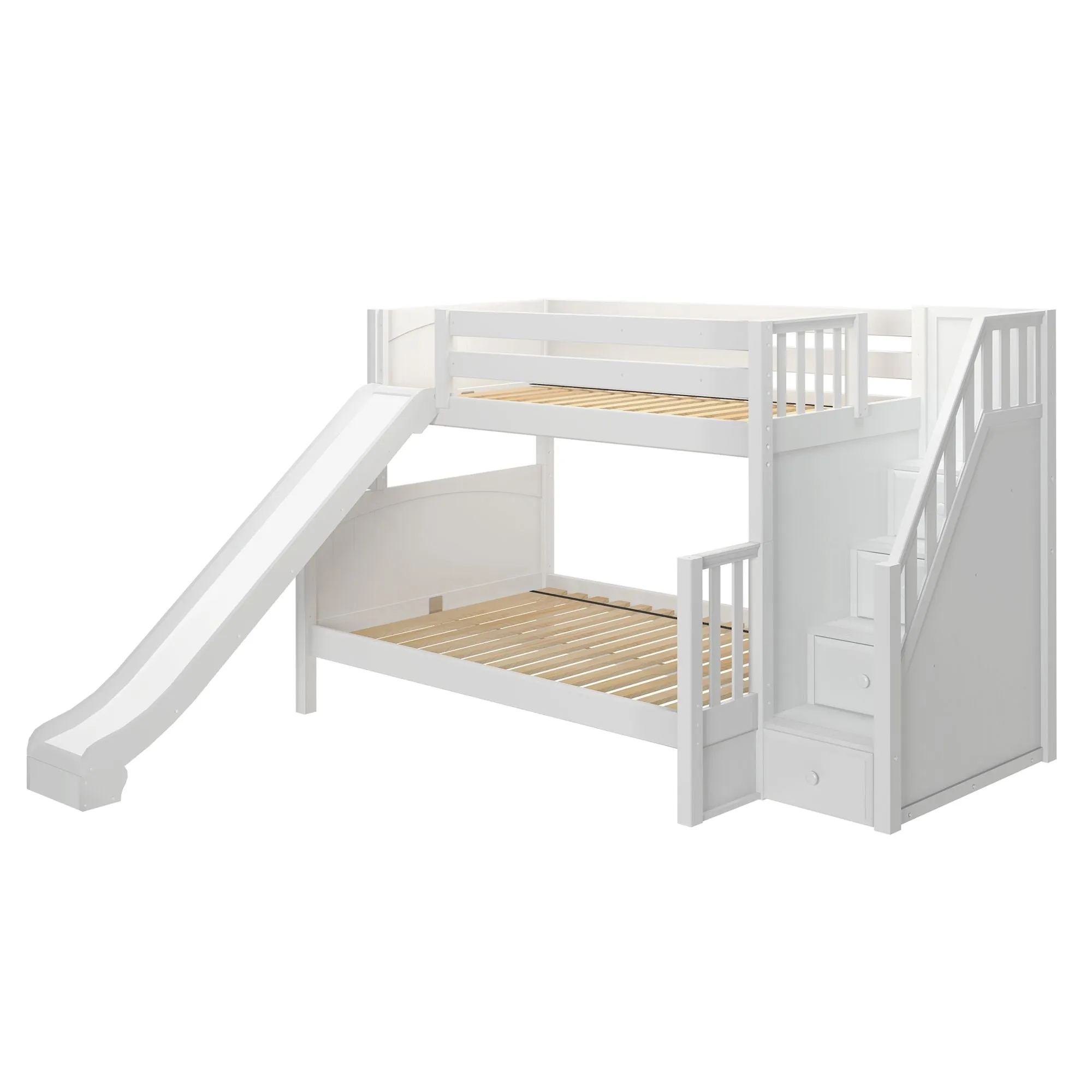 Maxtrix Twin XL over Full XL Medium Bunk Bed with Stairs and Slide