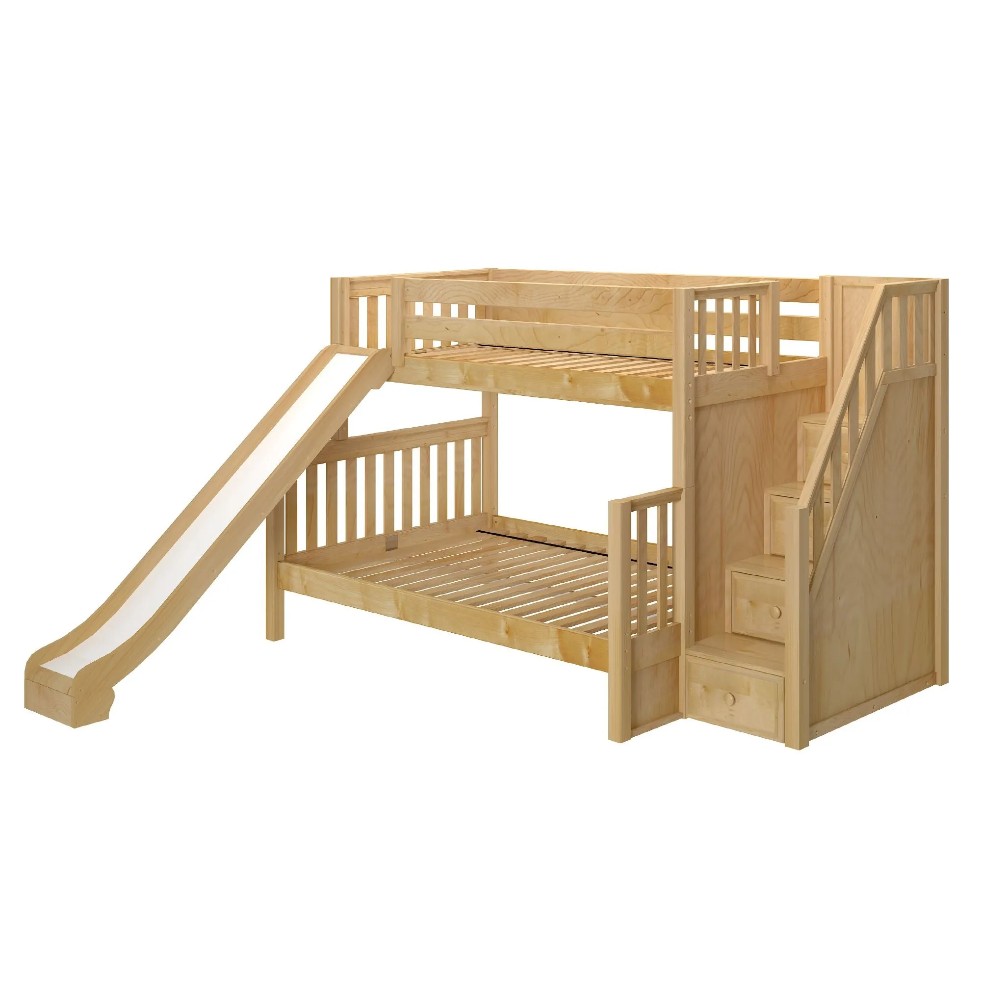 Maxtrix Twin XL over Full XL Medium Bunk Bed with Stairs and Slide
