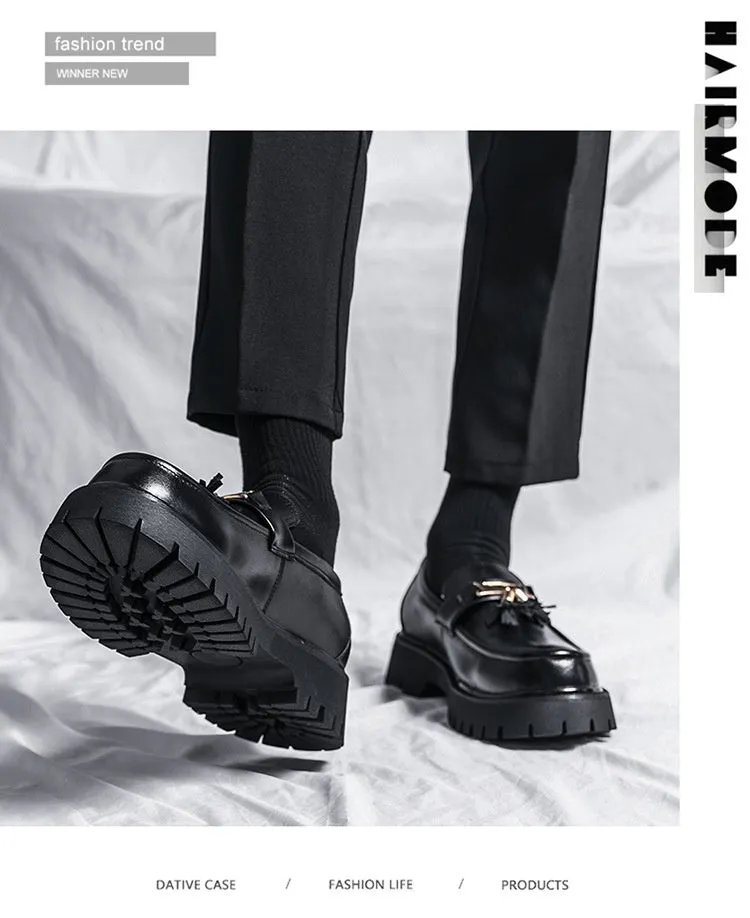 Men's Shoes British Style Black Leather Shoes